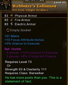 Webbstre's Talisman
