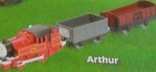 File:TrackMasterArthurWithTarpedTruckAndBlueBolsterWagon.jpg