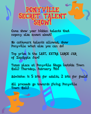 Mlpfim ponyville talent show flyer by the gneech-d4op0sp