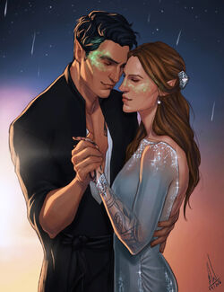 Rhysand y Feyre en la Caída de las Estrellas