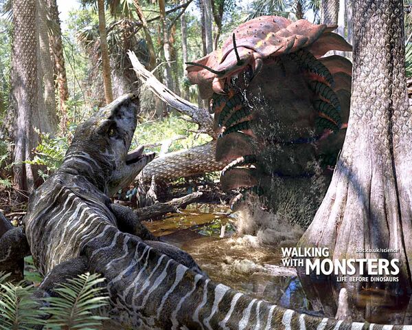 File:Proterogyrinus vs arthropleura.jpg