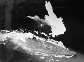 Battleship Yamato under air attack April 1945
