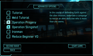 XComEW Advanced options interface