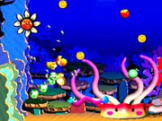 Yellow Yoshi swimming in the sea