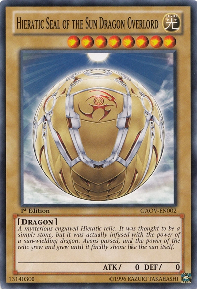 Hieratic Seal of the Sun Dragon Overlord  Yu-Gi-Oh 
