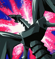 Rotäugiger schwarzer Metalldrache anime