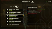 Breath of the Wild Adventure Log Robbie's Research (Log Entry 1)